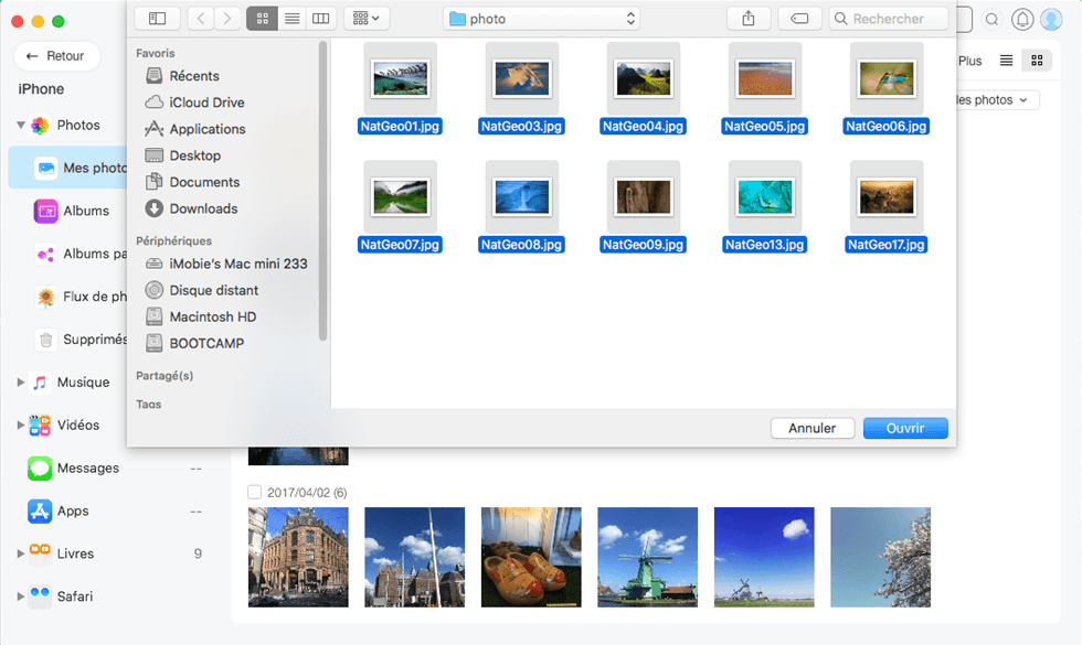 Importer des photos de Mac sur iPhone