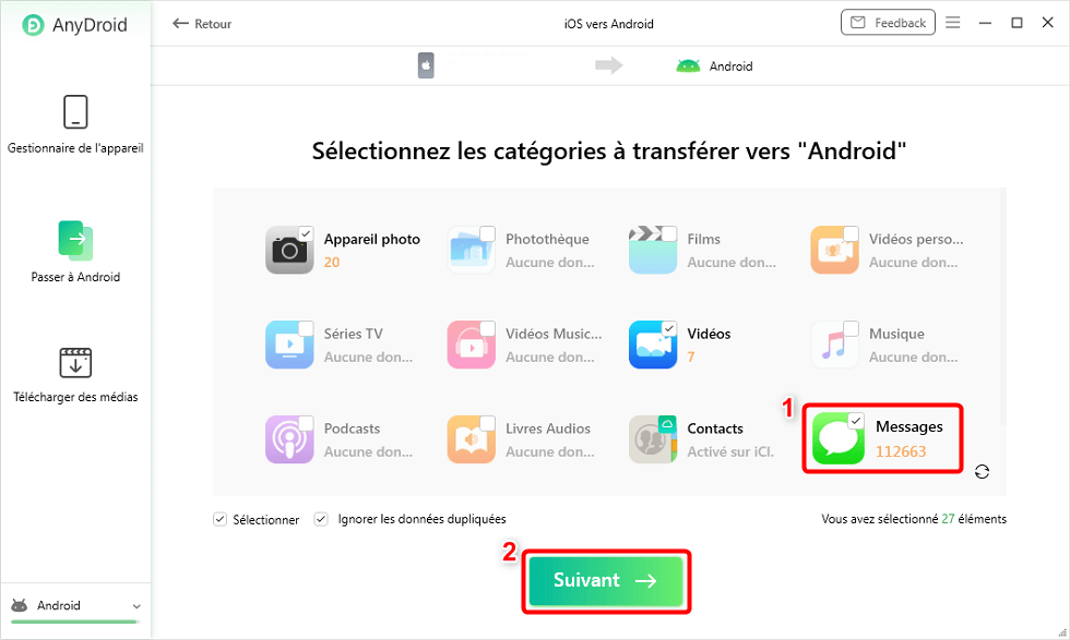 Transférer les messages iOS vers Android