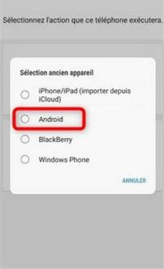 Choisissez le type de téléphone source