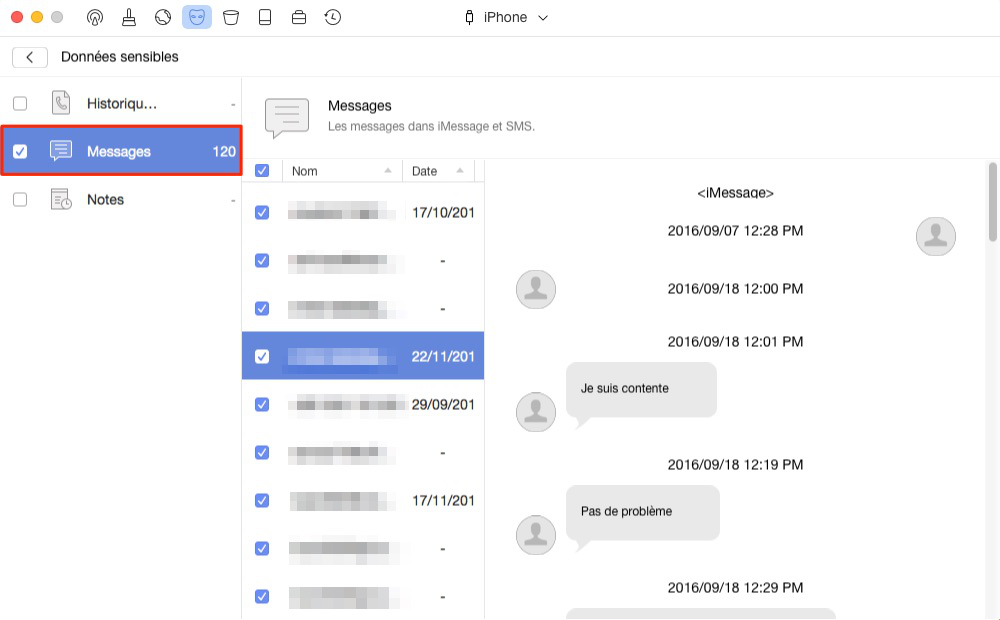 Supprimer les messages sur iPhone avec PhoneClean– étape 3