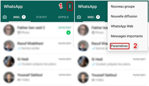 Accès aux paramètres de WhatsApp