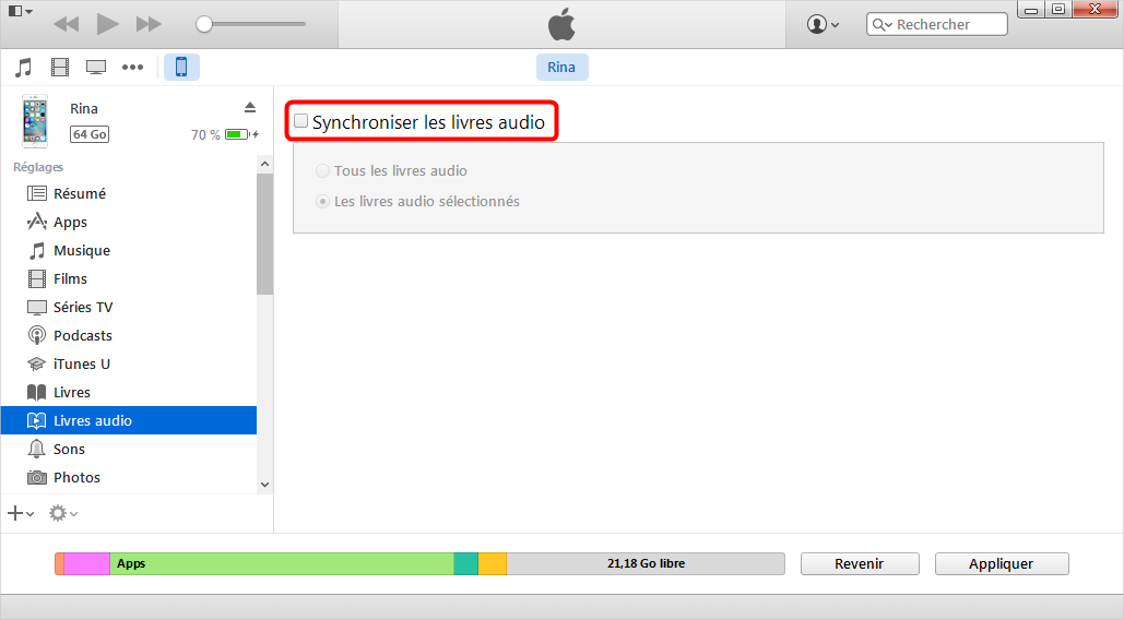 Synchronisez votre iPhone avec la bibliothèque iTunes - étape 3