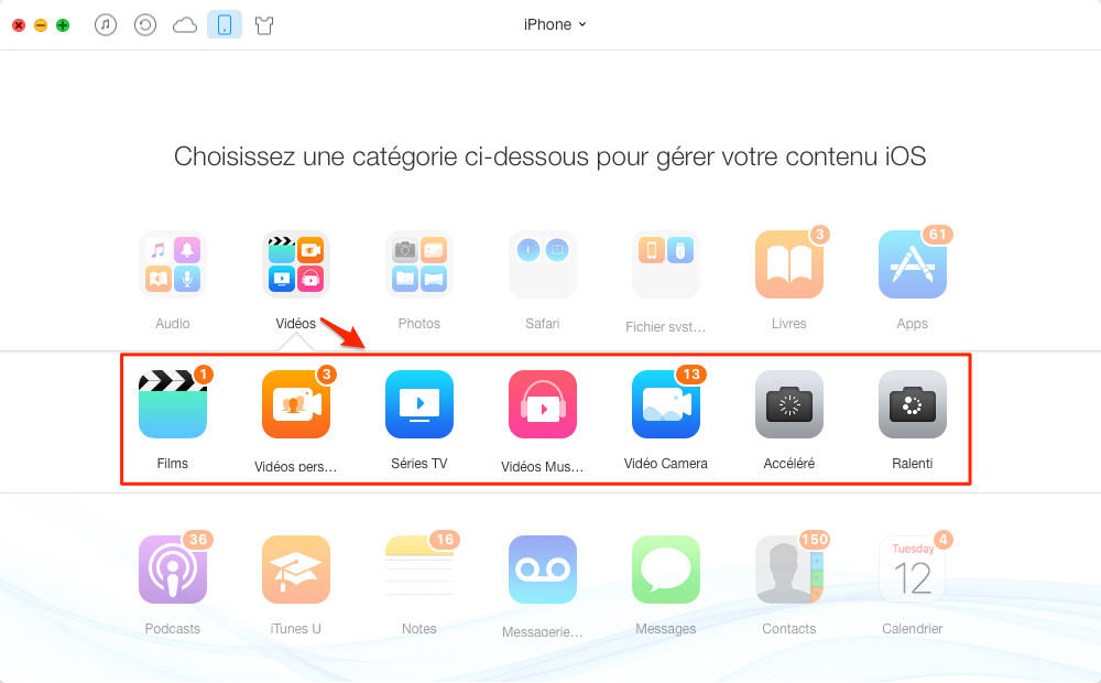 Comment ajouter une vidéo sur l'iPhone sans iTunes – étape 2