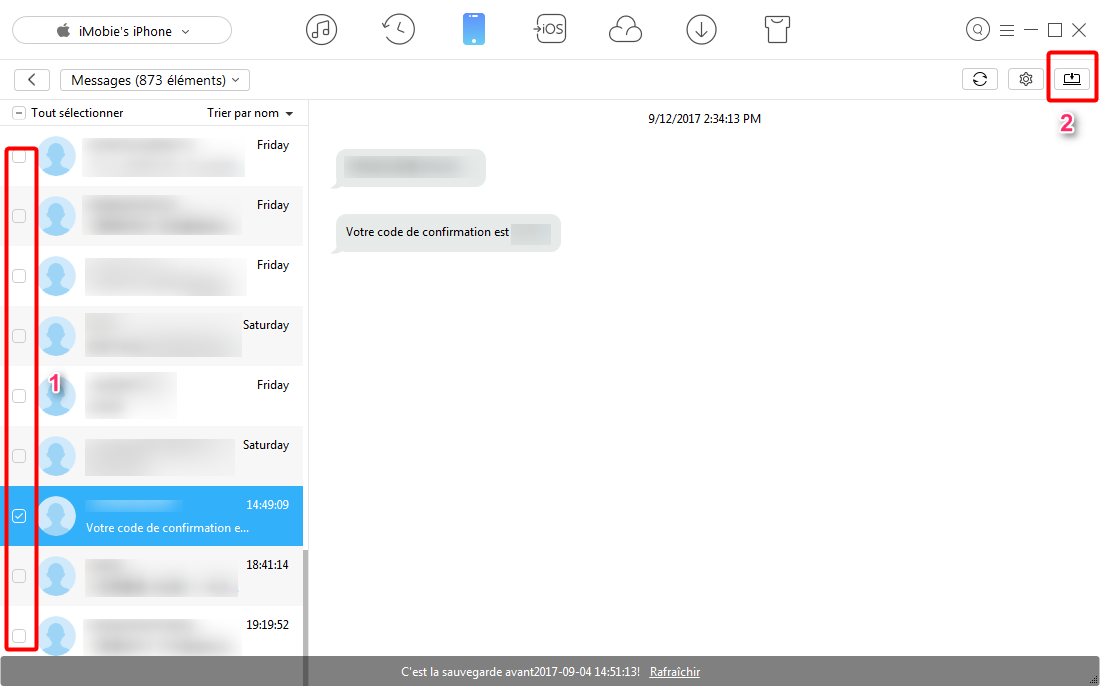 Comment exporter facilement SMS iPhone vers l’ordianteur – étape 3