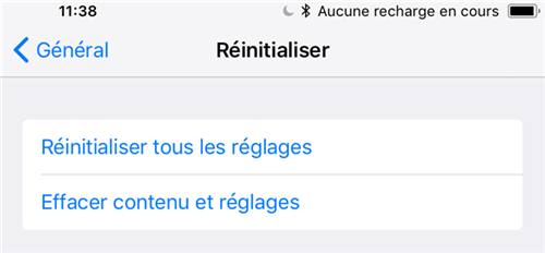 Réinitialiser votre appareil sous iOS 12/11