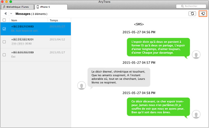 Imprimer les messages texte sur votre iPhone