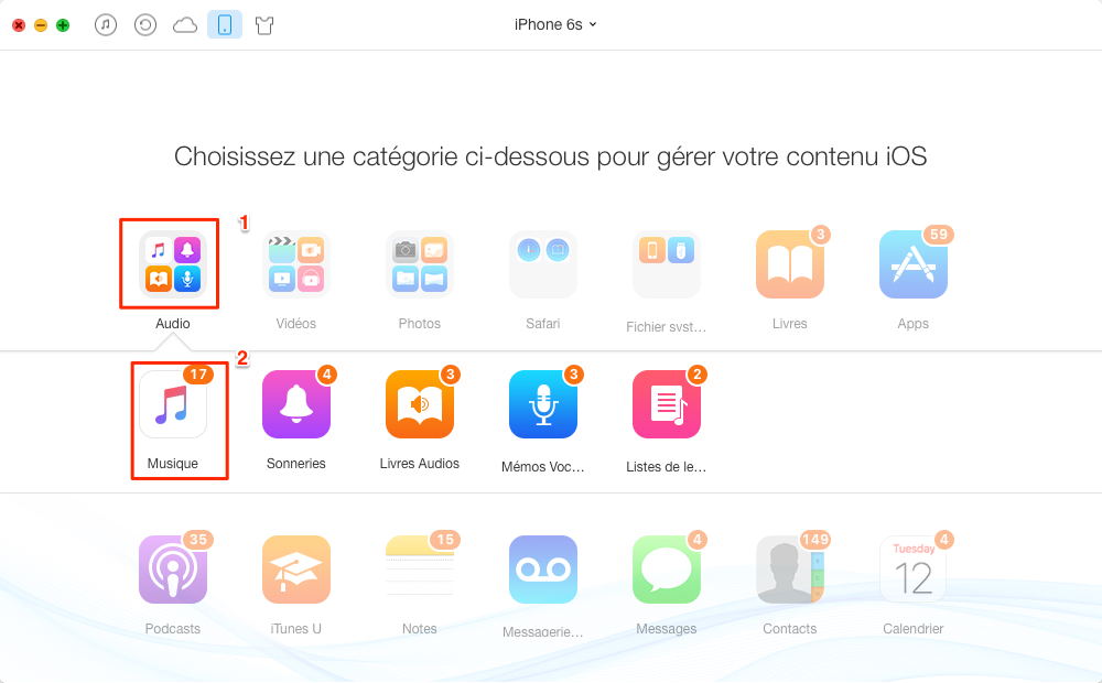 Importer de la musique sur iPhone 6 depuis l'ordinateur - étape 2