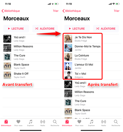 Achèvement du transfert de la musique