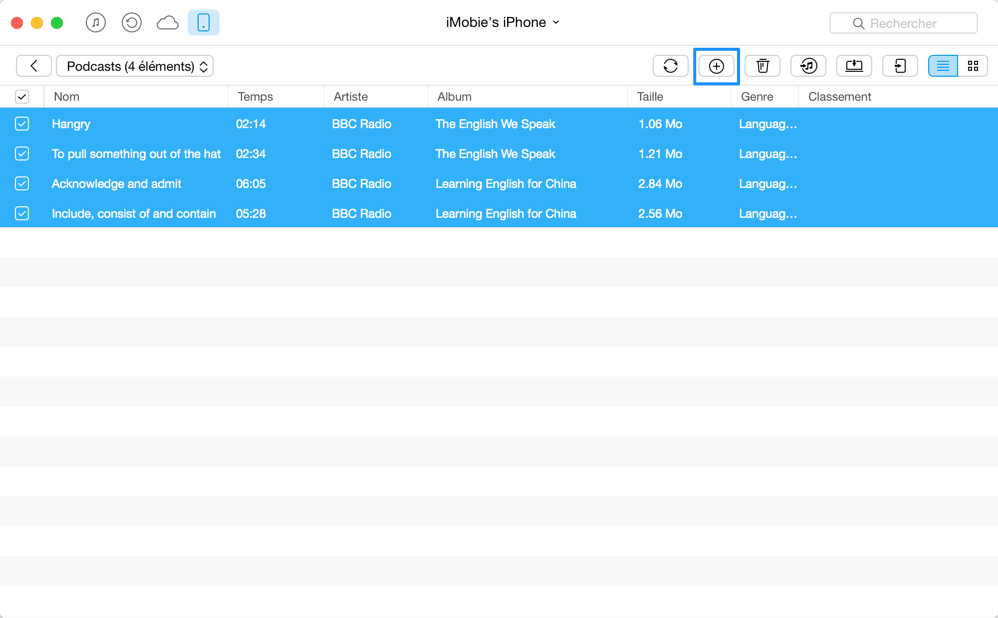 Comment ajouter Podcasts sur iPhone avec AnyTrans pour iOS - étape 3