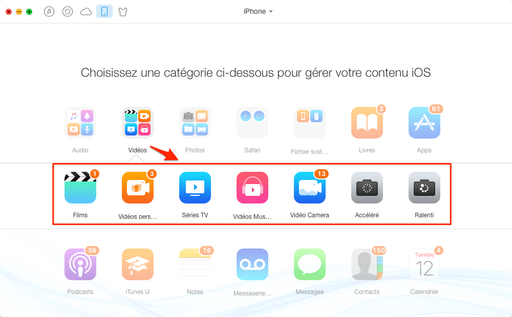 Comment transférer des vidéos de l'iPhone à l'iPad - étape 2