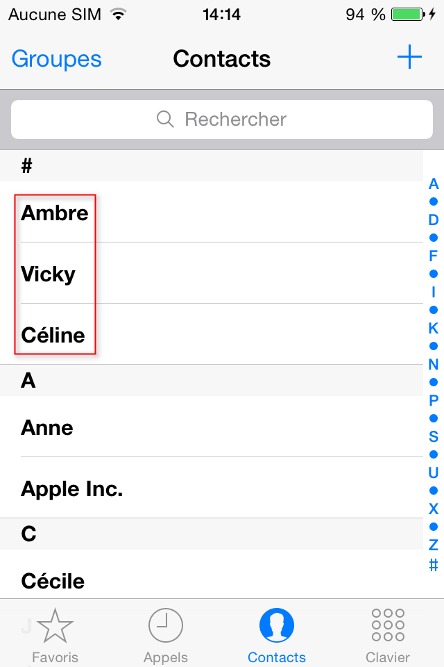 Récupération de contacts iPhone terminé