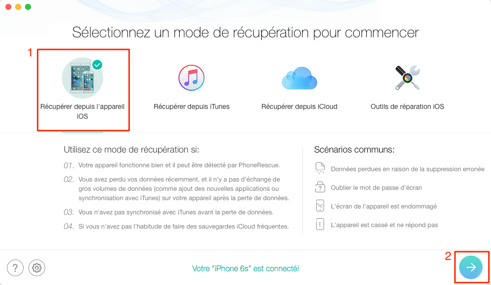 Moyen de récupérer les livres supprimés iPhone – étape 2