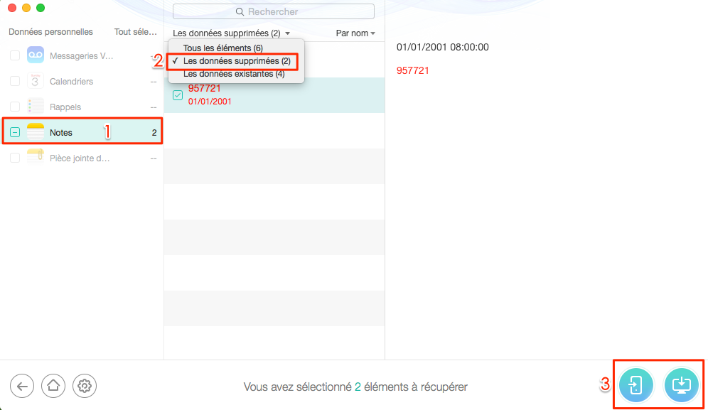Comment retrouver les notes supprimées d’iPhone 5 – étape 3