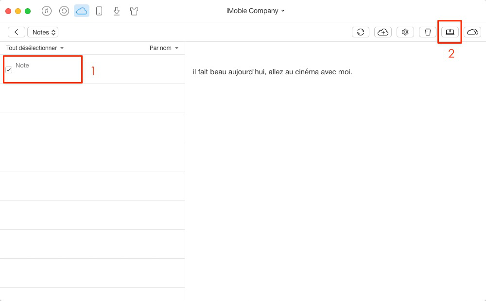RRécupération des notes sur iCloud vers ordinateur – étape 4