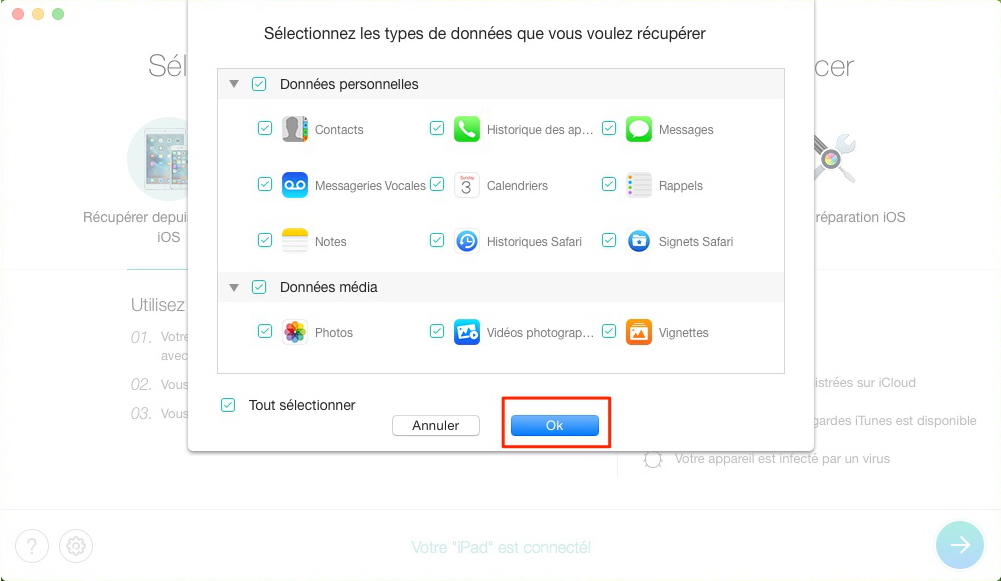 Comment récupérer les vidéos iPad – étape 2