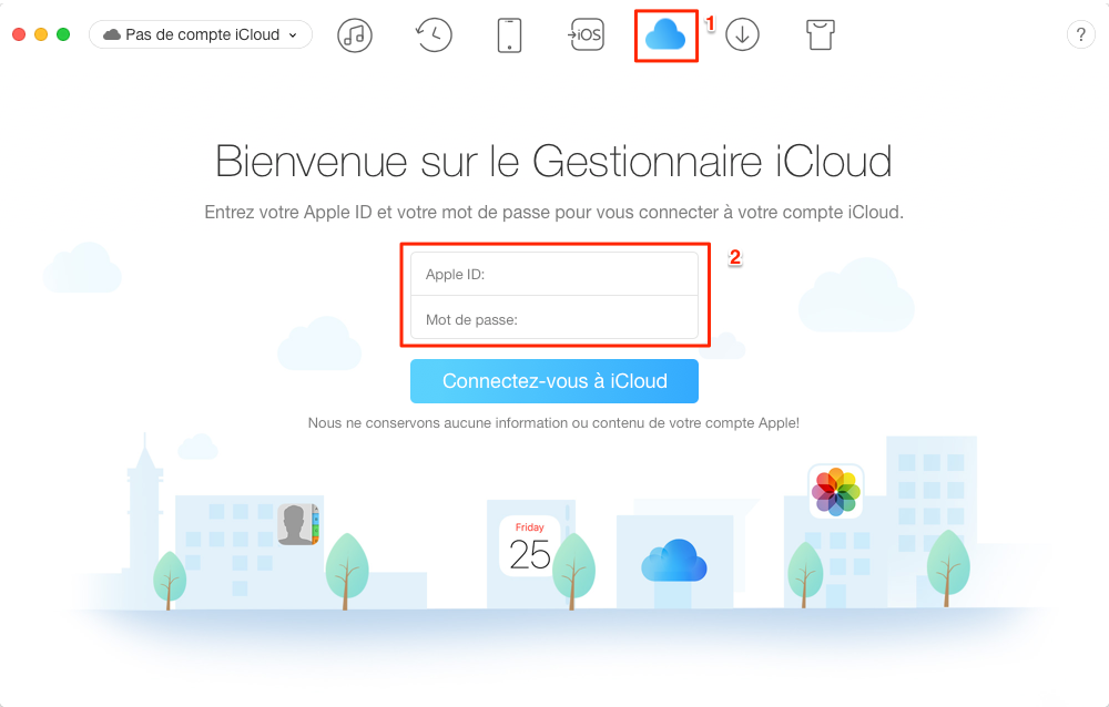 Récupérer sélectivement des contacts iPhone sur iCloud – étape 1