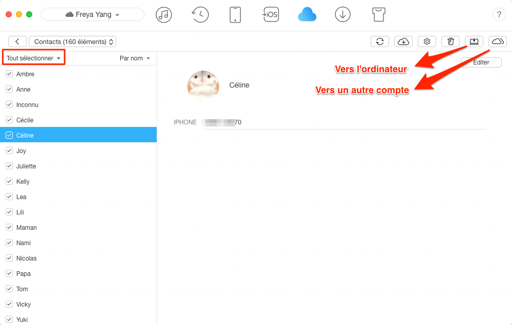 Comment extraire les contacts sur iCloud – étape 3