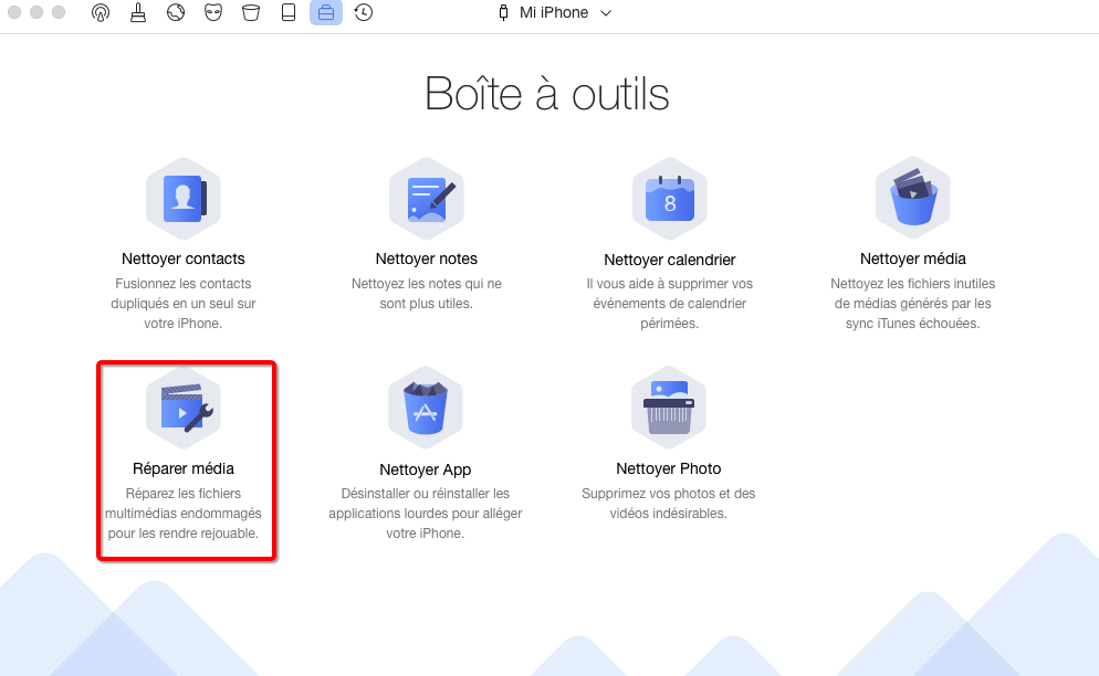 Choisissez Réparer média - étape 2
