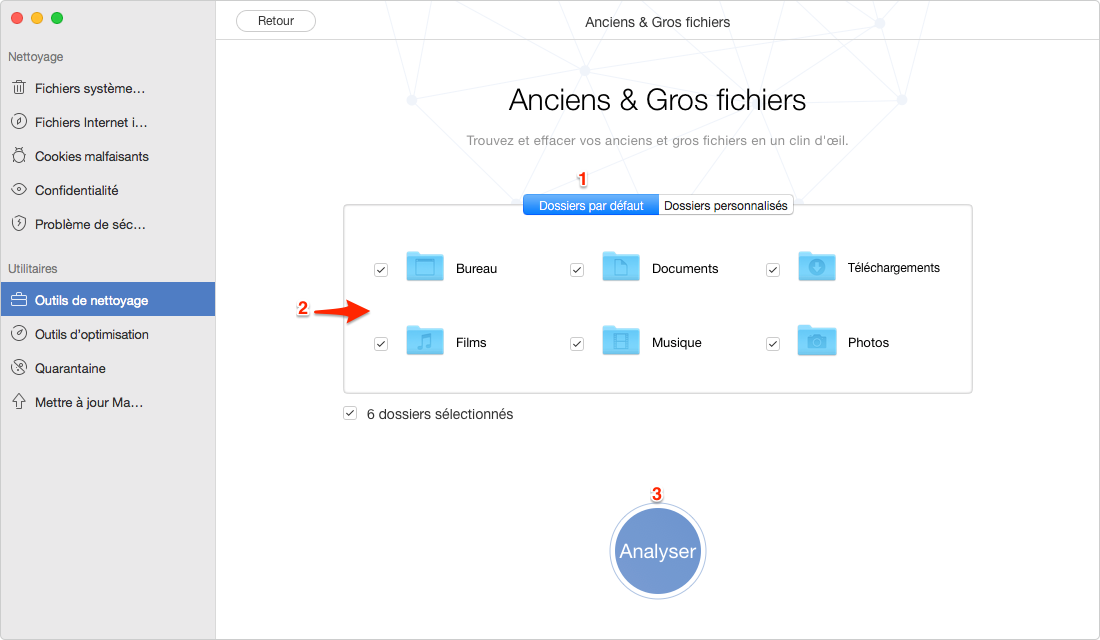 Analyser les dossiers par défaut – étape 2