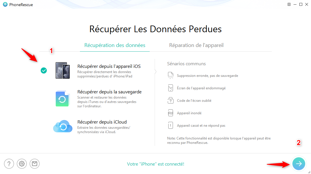 Retrouver un contact supprimé iPhone – étape 1