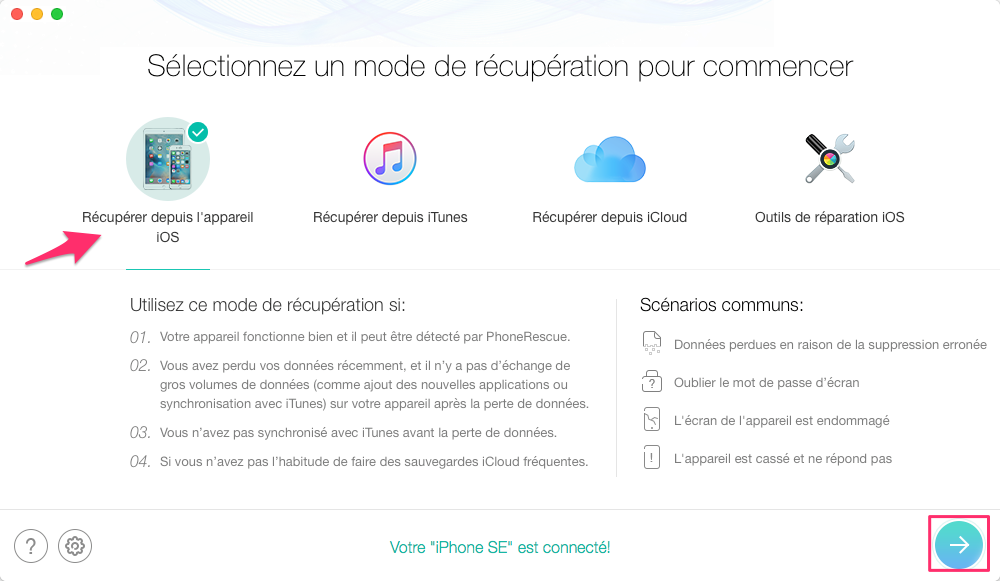 Récupérer les calendriers iPhone avec quelques clics – étape 1