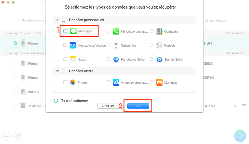 Comment retrouver les messages effacés sur iPhone – étape 2