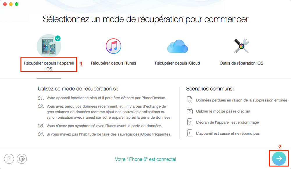 Comment récupérer les mémos vocaux depuis iPhone 4/5/6/7/SE – étape 1