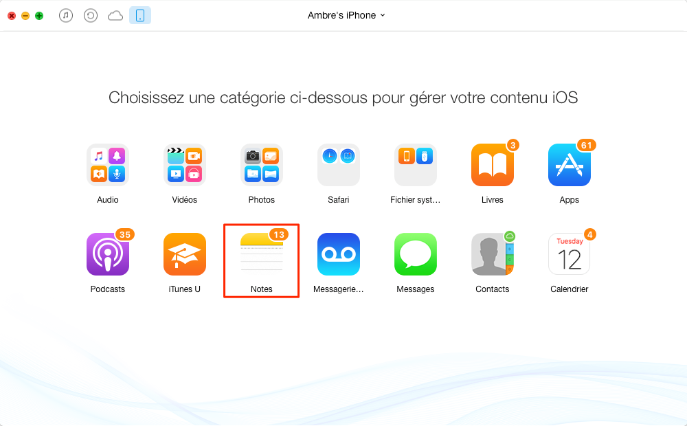 Comment conserver et sauvegarder notes sur iPhone 7 Plus - étape 2