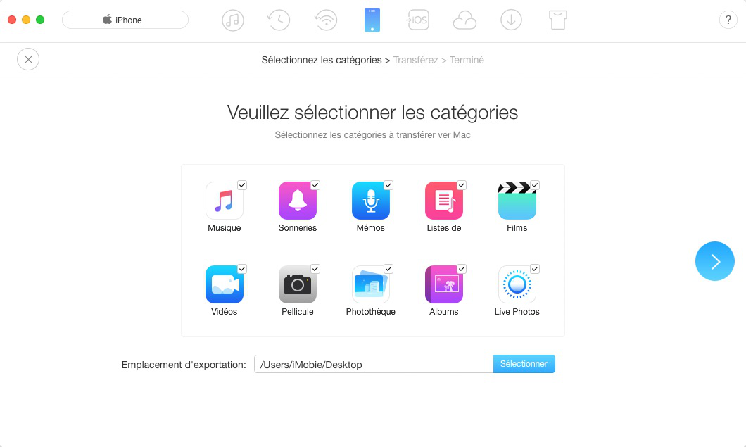 Sauvegarder les données de l'iPhone avec AnyTrans – étape 2