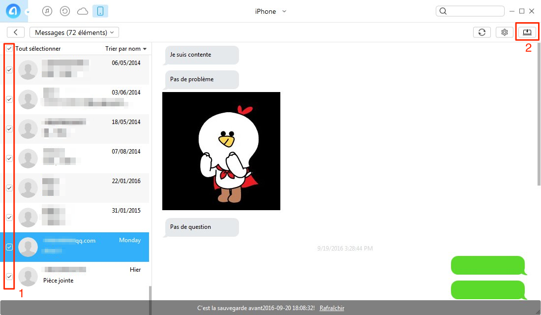 Comment transférer les messages iPhone sur PC 2
