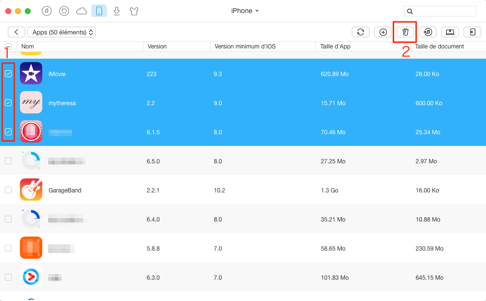 Comment supprimer des applications iPhone avec AnyTrans - étape 3
