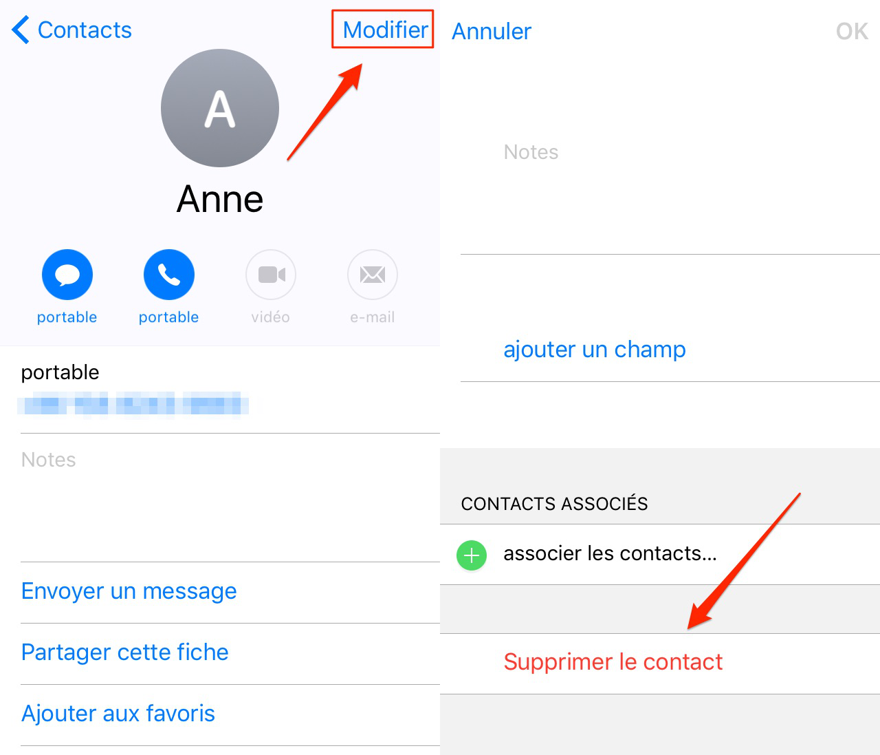 Suppression des contacts iPhone 7
