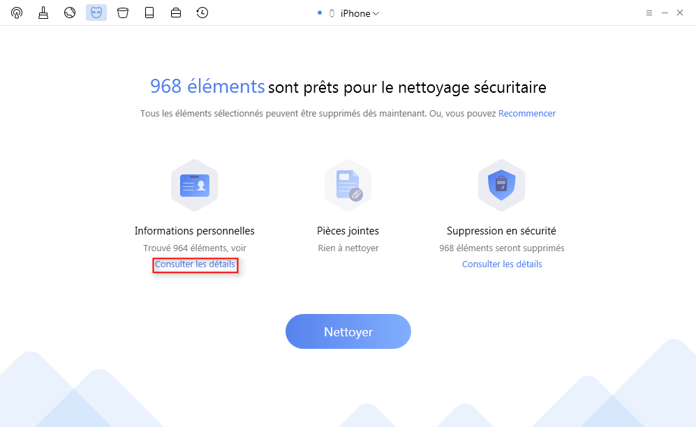 Supprimer définitivement les messages sensibles sur l'iPhone – étape 2