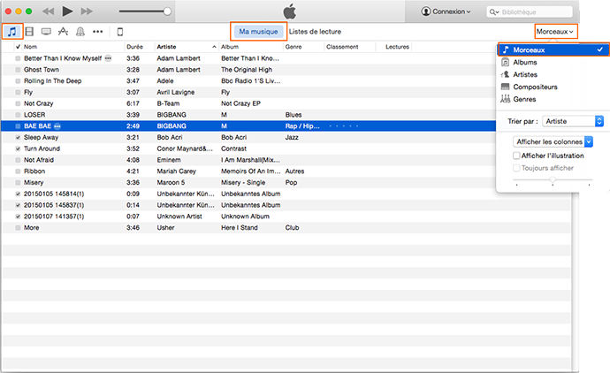 Supprimer des musiques de l'iPod/iPod touch via iTunes – Méthode 2