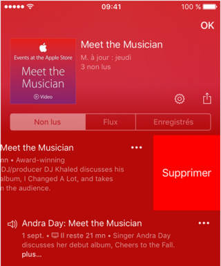 Supprimer Podcasts de l'iPhone depuis l'app Podcasts