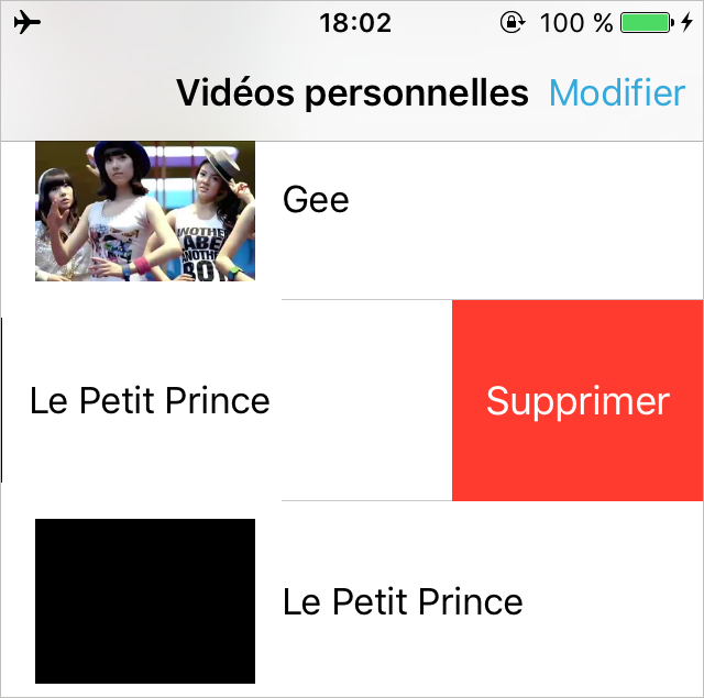Supprimer des vidéos depuis l'App Vidéos sur iPhone - Méthode 2