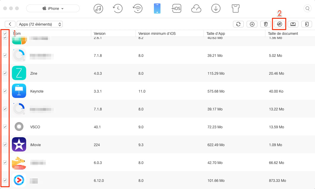 Transférer les applications depuis iPhone sur iTunes - étape 3