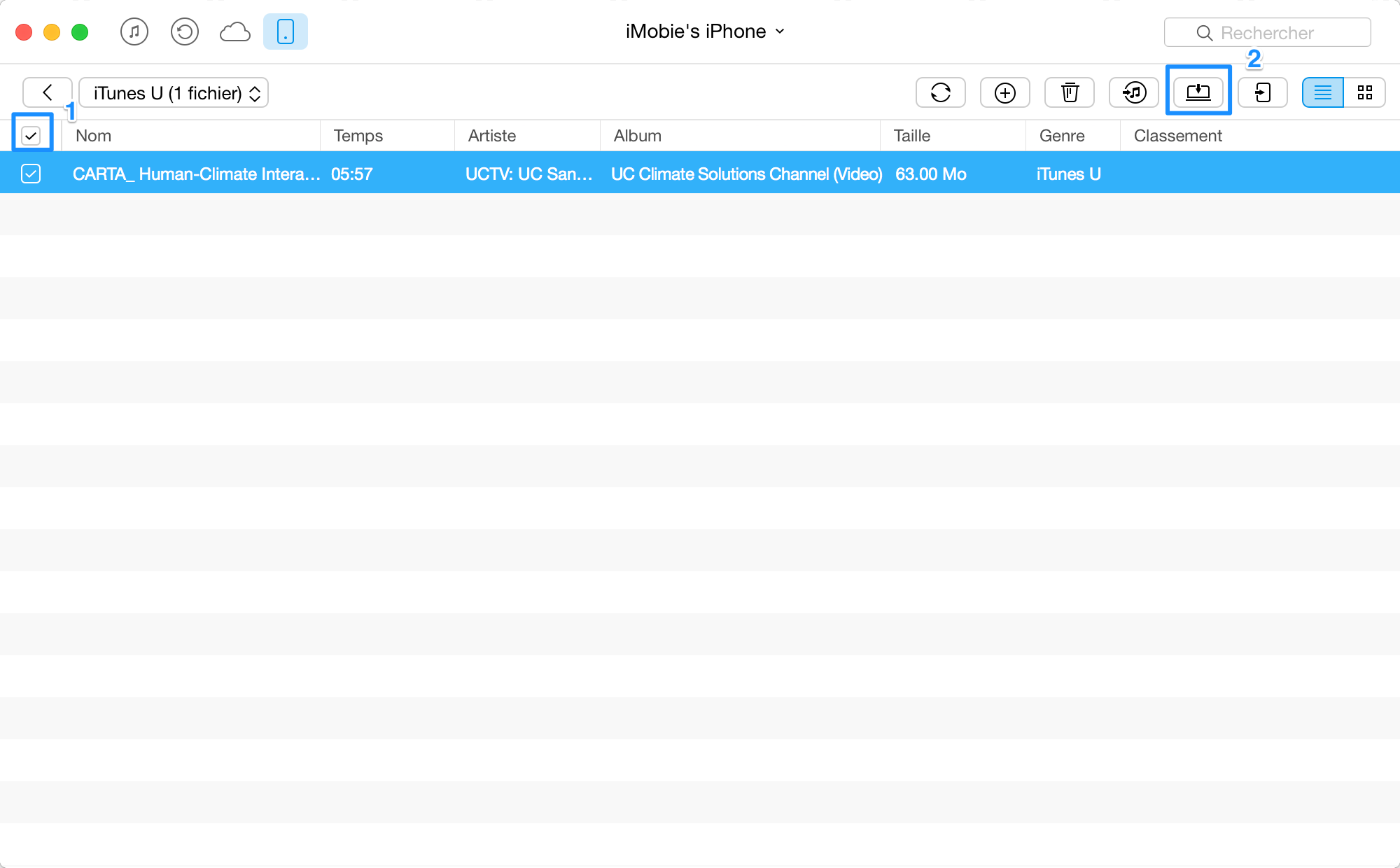 Transfert de iTunes U de l'iPhone à l'ordinateur - étape 3