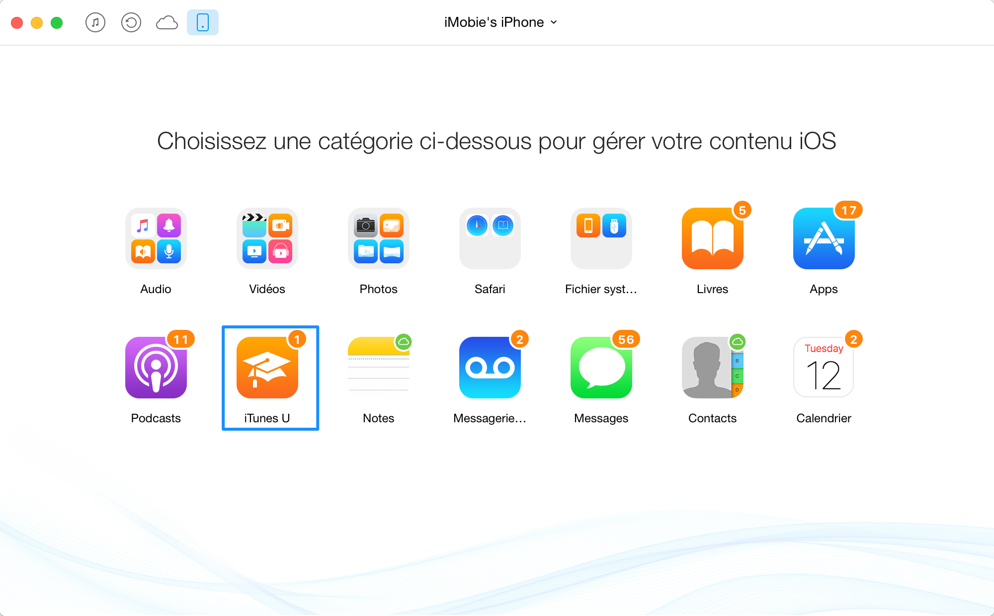 Comment transférer iTunes U de l'iPhone à iTunes - étape 2