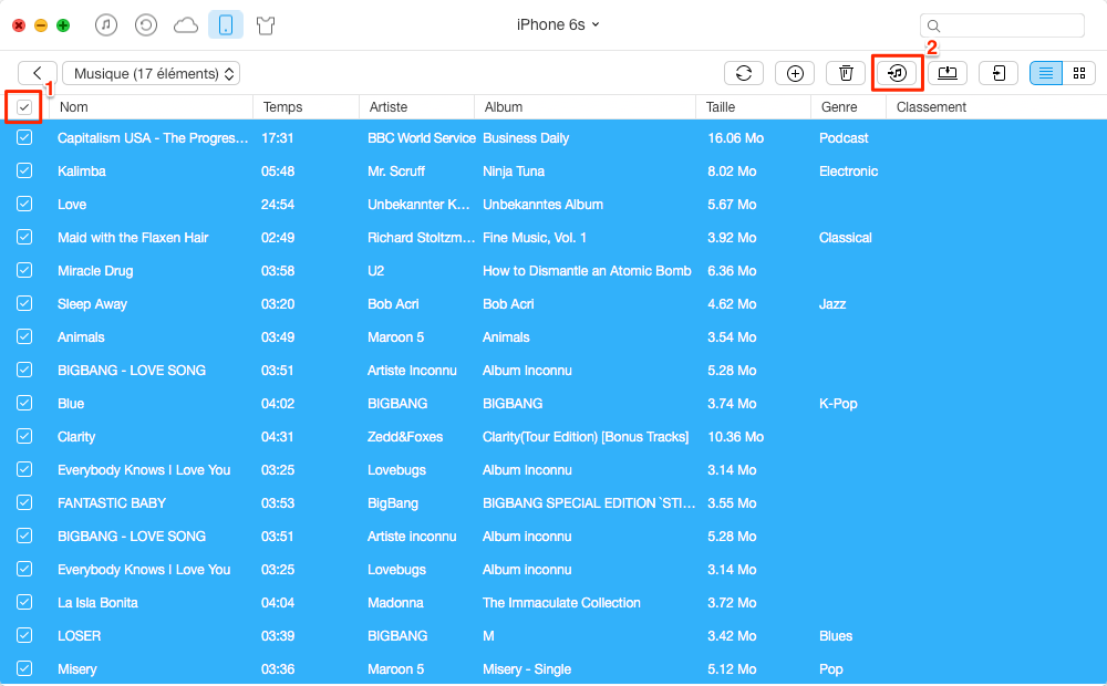 Importer vos musiques directement vers iTunes - étape 3