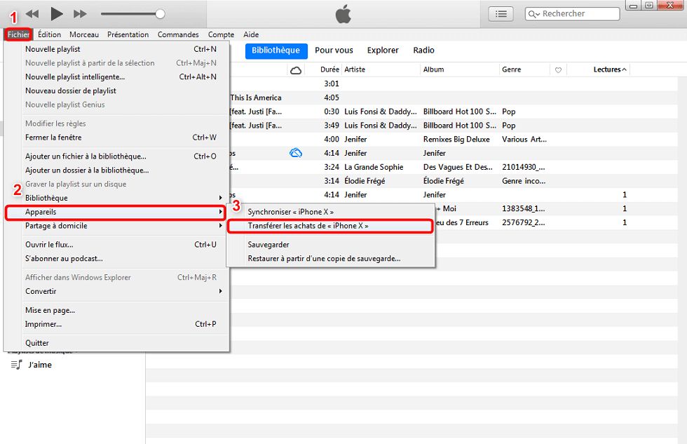 Copier de la musique iPhone vers Mac via iTunes