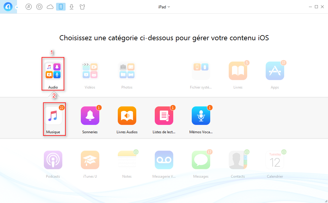 Transférer de la musique iPad vers iTunes facilement – étape 2