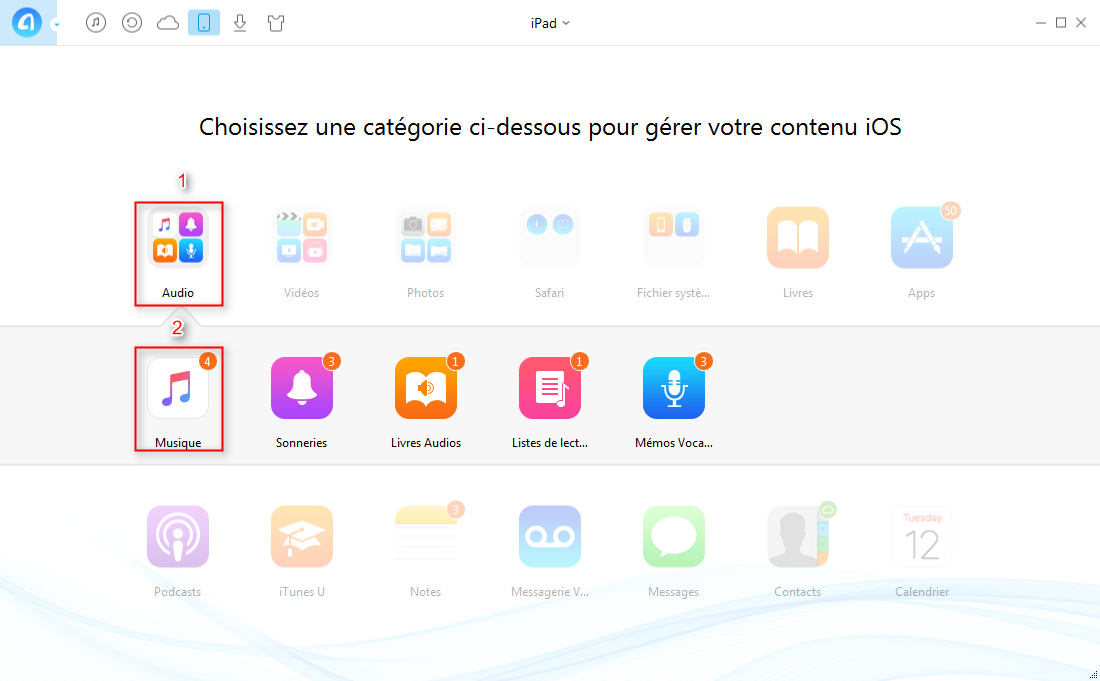 Comment transférer de la musique iPad vers PC via AnyTrans – étape 2