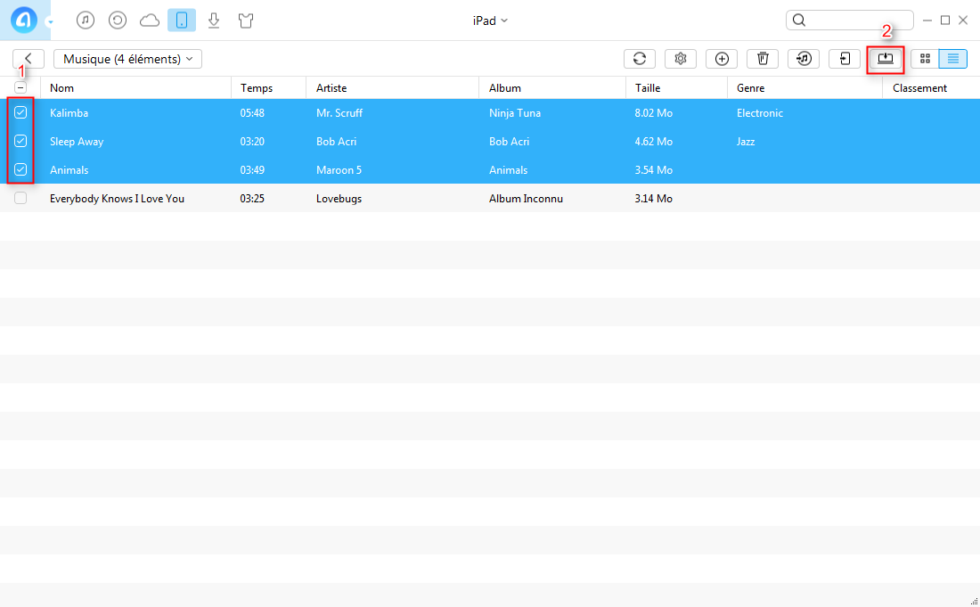 Comment transférer de la musique iPad vers PC sans iTunes – étape 3