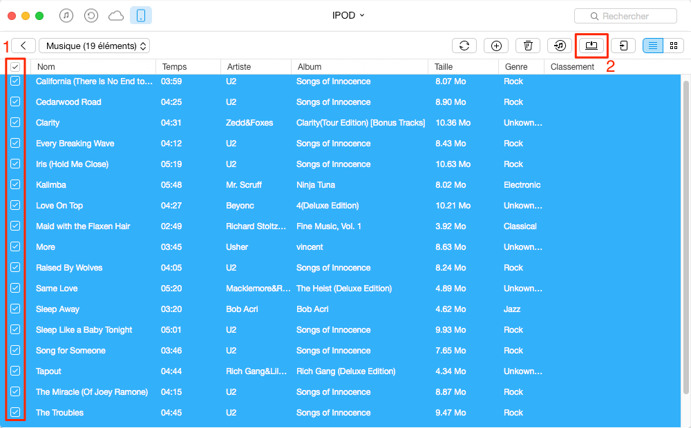 Transférer rapidement musique iPod vers Mac – étape 3
