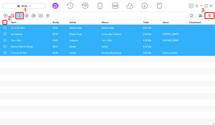 Transférer de la musique iTunes vers iPod touch directement – étape 2