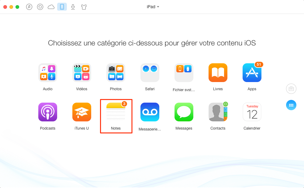 Transférer des notes iPad vers un autre – étape 2