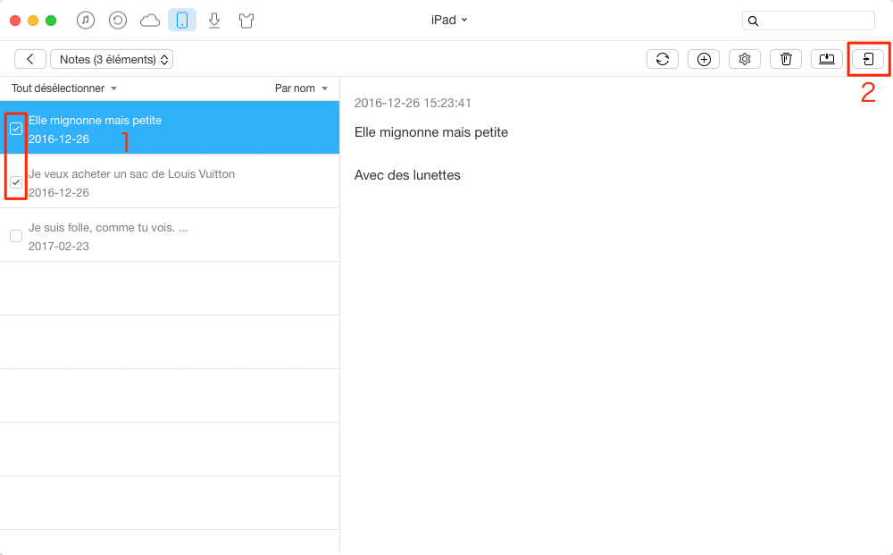 Comment envoyer des notes iPad vers iPad – étape 3