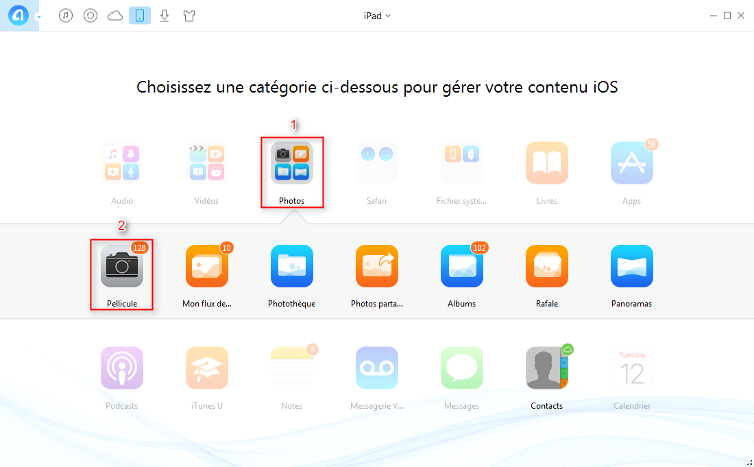 Comment transférer des photos iPad à iPhone7 directement – étape 2