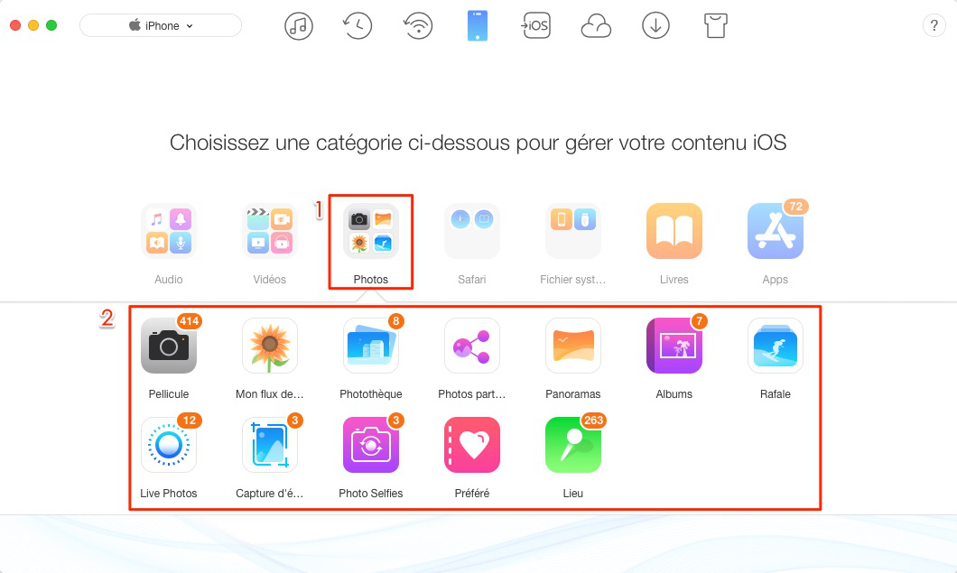 Transfert de photos de l'iPhone 7 à Mac avec AnyTrans pour iOS - étape 2